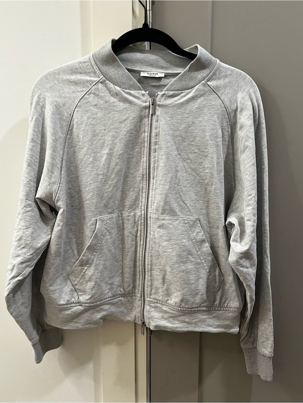 Peserico Gray Bomber with Silver Chain Details